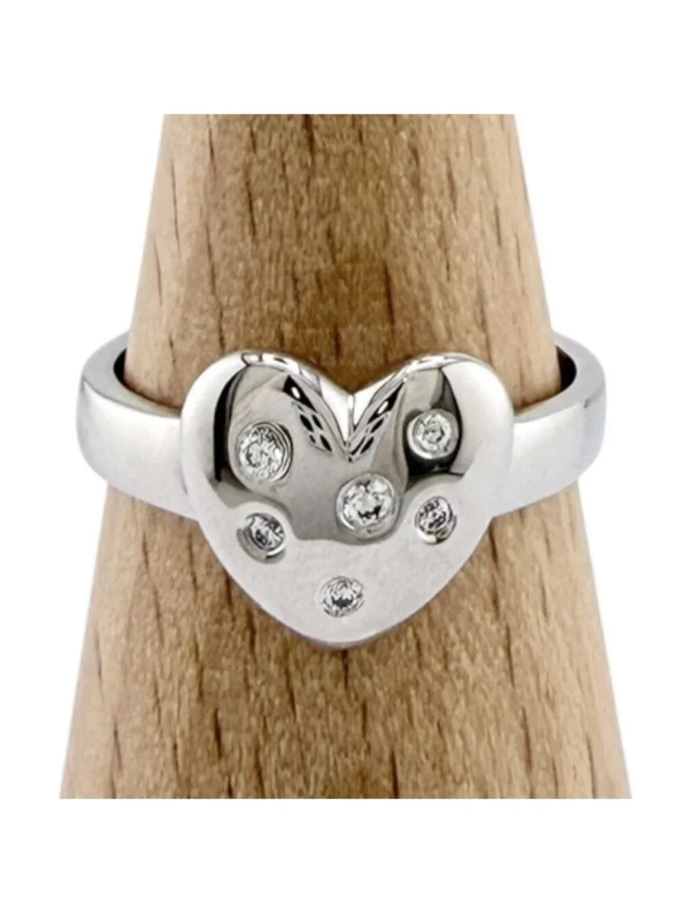 Tiffany & Co Dots Heart Ring 18k White Gold Diamond